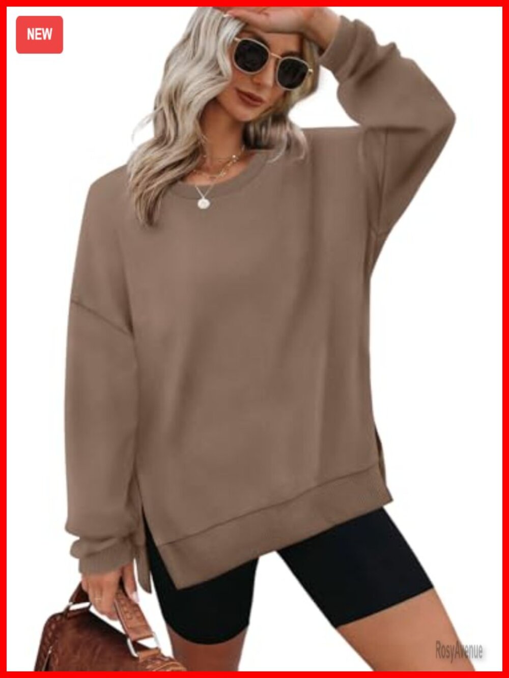 Oversized Crewneck Pullover Sweatshirt Casual Comfy Long Sleeve Top